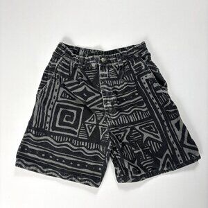 Vintage Gotcha Mens Corduroy Shorts Gray Black Sz 28 (Tag 31) Geometric AOP